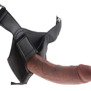 King Cock Strap-On 8Zoll - Verstellbarer Harness mit herausnehmbarem Dildo Hautfarben dunkel/Schwarz