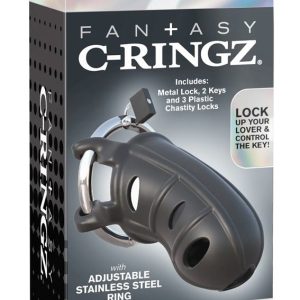 Fantasy C-Ringz - Keuschheitskäfig mit Metall-Schloss und 2 Schlüsseln Schwarz/Silber