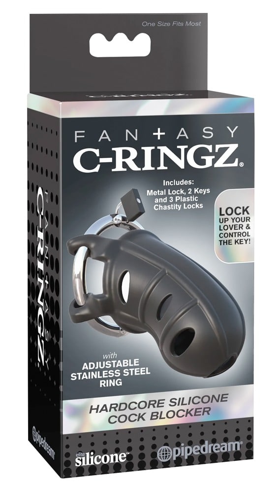 Fantasy C-Ringz - Keuschheitskäfig mit Metall-Schloss und 2 Schlüsseln Schwarz/Silber