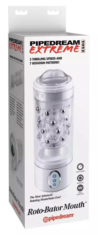 05427330000_verp Pipedream Extreme Toyz - Roto-Bator Mund, Masturbator mit Rotation Transparent/Weiß