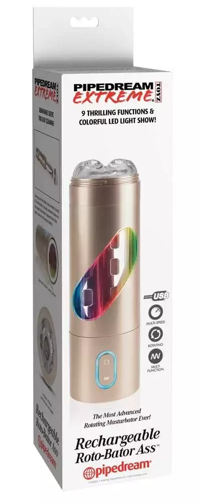 Pipedream Extreme Toyz - Roto-Bator Anus Massager Transparent/Gold