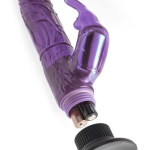 Wall Banger Deluxe Bunny Purpl - Rabbitvibrator mit Multispeed-Vibration, Saugfuß, Strap-on-kompatibel Lila/Schwarz