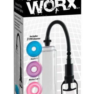 Pump Worx - Transparente Penispumpe mit Zweifingergriff Transparent/Schwarz/Lila/Rosa/Blau