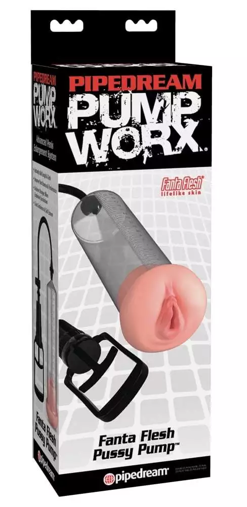 Pump Worx - Transparente Penispumpe mit Vagina-Öffnung Transparent/Schwarz/Hautfarben hell