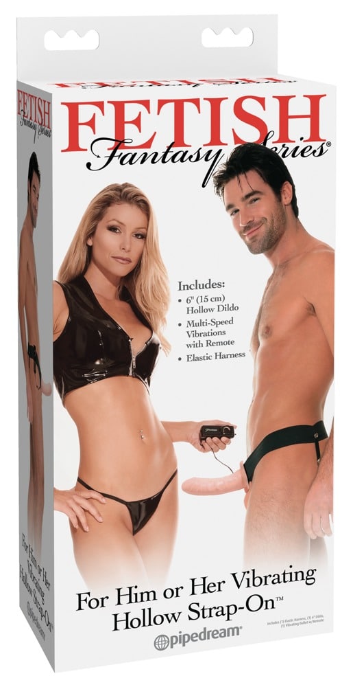 Fetish Fantasy Series Hohler Naturvibrator mit Vibration - Verstellbarer Umschnallgurt Hautfarben hell/Schwarz