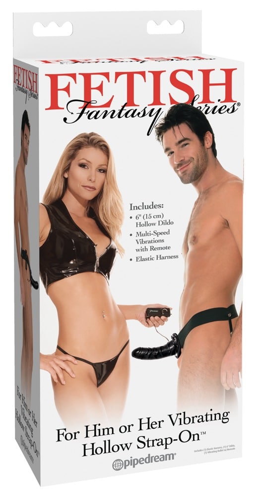 Fetish Fantasy Series Hohler Naturvibrator mit Vibration - Verstellbarer Umschnallgurt Schwarz