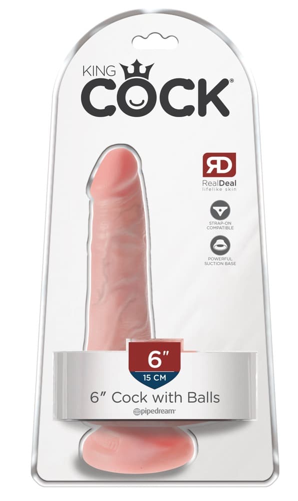 King Cock Naturdildo 6" - Realistischer Dildo mit Saugfuß Light