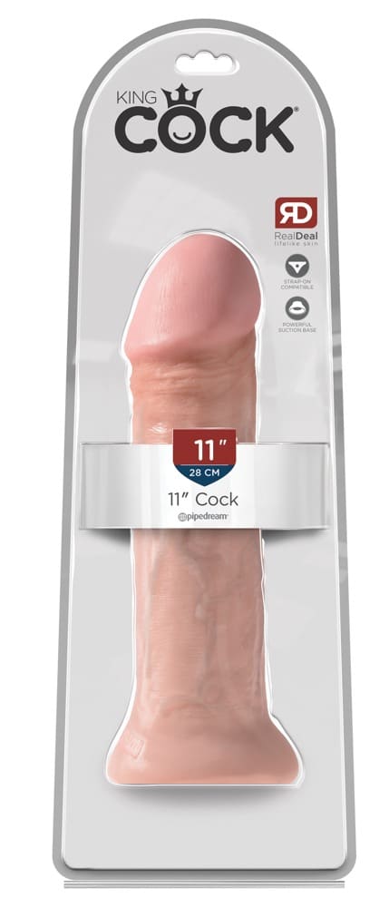 King Cock Naturdildo 11" - Realistischer Dildo mit Saugfuß und Strap-on-Kompatibilität Light