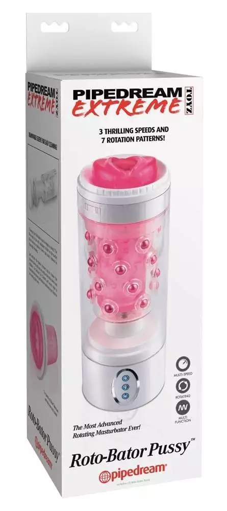 05448090000_verp Pipedream Extreme Toyz - Rotierender Masturbator mit 7 Modi und Richtungswechsel Transparent/Pink/Weiß