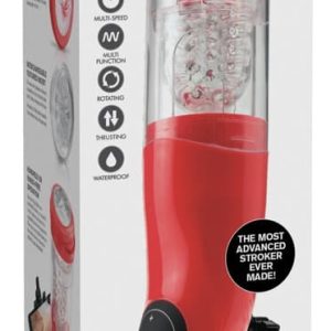 Pipedream Extreme Toyz - Mega-Bator Mund, automatischer Masturbator Rot/Schwarz/Transparent