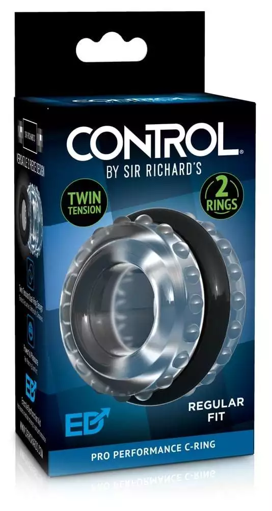 Sir Richard's Control - Doppelpack Penisringe, flexibel einsetzbar Transparent/Schwarz