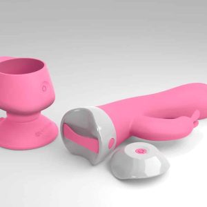 Threesome Rabbitvibrator - 10 Vibrationsmodi, abnehmbarer Saugfuß und Fernbedienung