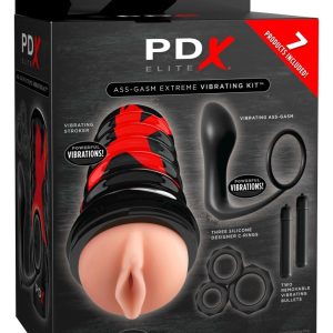 PDX Elite Ass-gasm Vibrating K - 7-teiliges Toy-Set für Männer Schwarz/Hautfarben hell