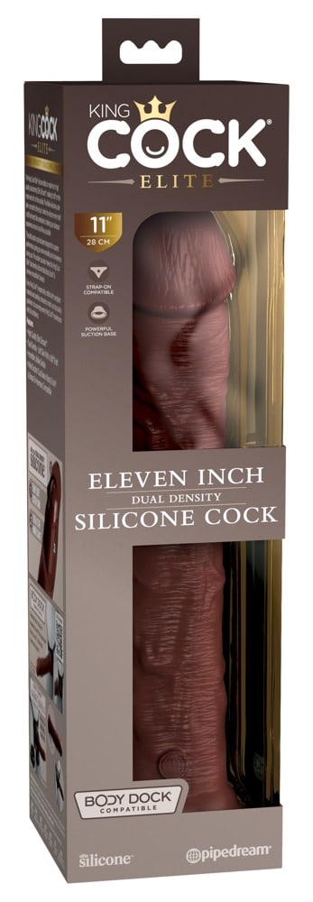 King Cock Elite - Dual Density Dildo, realistische Penisoptik, mit Saugfuß Brown