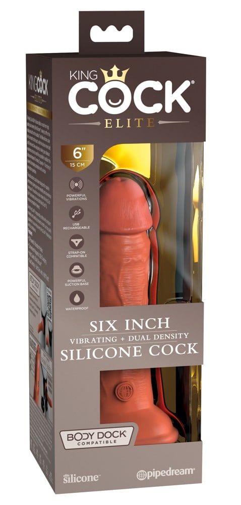 King Cock Elite - Naturvibrator 6" Dual Density mit Vibration Tan