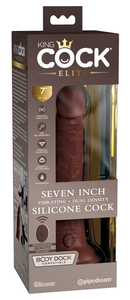 King Cock Elite Naturvibrator 7" mit Fernbedienung Brown