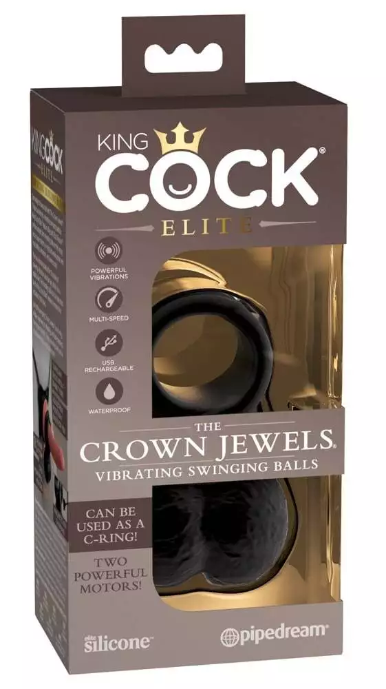 King Cock Elite - The Crown Jewels. Penisring mit schwingenden Vibro-Hoden.