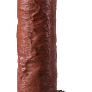 King Cock Naturvibrator mit Hoden - Multispeed-Vibration, biegsamer Schaft, strap-on kompatibel Brown/Schwarz