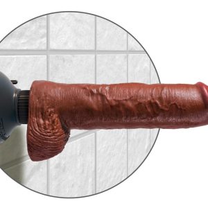 King Cock Naturvibrator mit Hoden - Multispeed-Vibration, biegsamer Schaft, strap-on kompatibel Brown/Schwarz