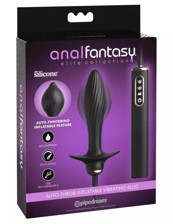 Anal Fantasy Elite - Auto-Throb Inflatable Plug, aufpumpbarer Analvibrator Schwarz
