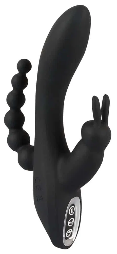 Sweet Smile Triple G-Spot Vibr - Vibrator mit Klitoris- und Anus-Stimulator Schwarz/Silber