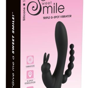 Sweet Smile Triple G-Spot Vibr - Vibrator mit Klitoris- und Anus-Stimulator Schwarz/Silber