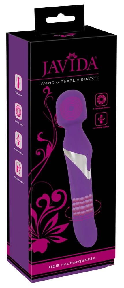 Javida Massagestab & Perlen-Vibrator Lila/Silber