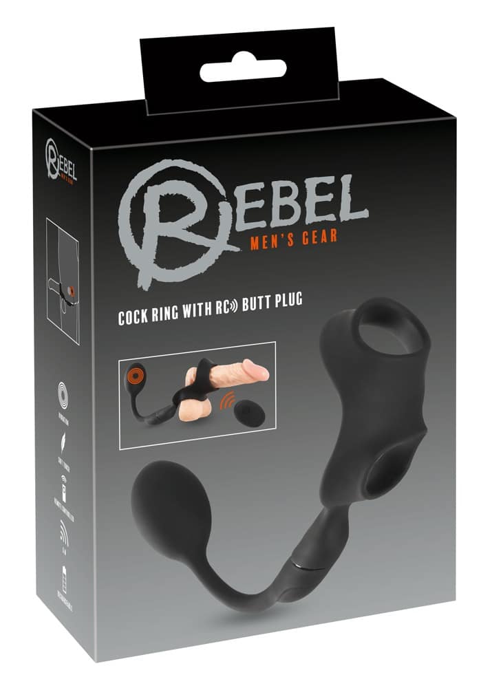 Rebel Cock Ring mit Vibro-Analplug - 10 Vibrationsmodi, kabellose Fernbedienung