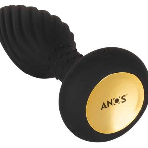 ANOS Vibro-Analplug mit Rotation, Fernbedienung, 10 Modi Schwarz/Gold