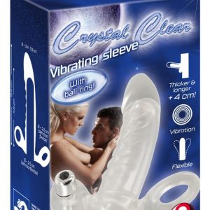 Crystal Clear Vibrating Sleeve - Penishülle mit Hodenring und Vibration