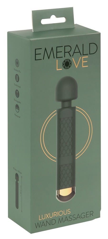 Emerald Love Luxus-Massagestab – 10 Vibrationsmodi, wasserdicht Grün/Gold