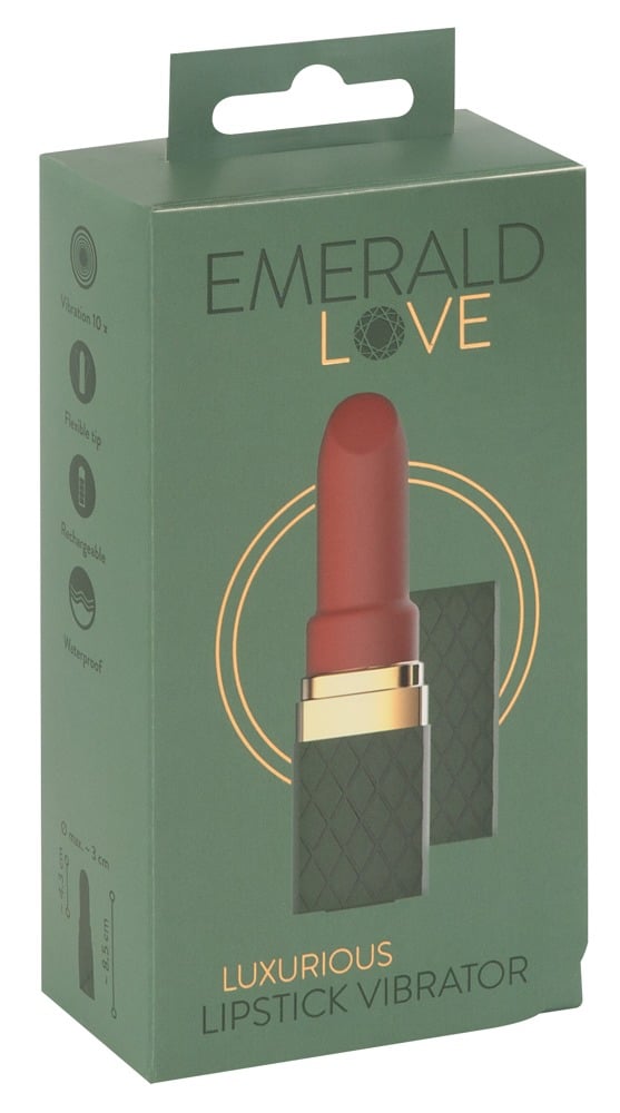 Emerald Love Lippenstift-Vibrator: Luxus-Minivibrator mit 10 Vibrationsmodi, Soft Touch-Spitze & wasserdicht Grün/Gold/Rot