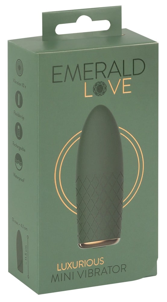 Emerald Love - Mini Vibrator "Luxus to go" Grün/Gold