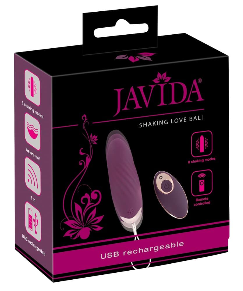 Javida Vibro-Ei Shaking Love Ball - 8 Modi, wasserdicht Lila/Rosegold