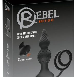 Rebel RC Vibro-Analplug mit Penis-/Hodenring, 10 Vibrationsmodi Schwarz/Gold