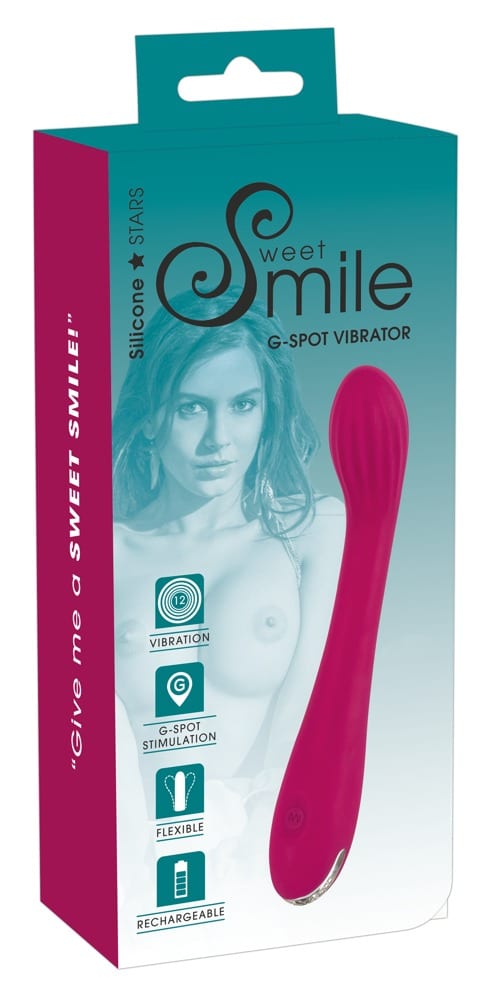 Sweet Smile G-Punkt Vibrator - Flexibel, 12 Vibrationsmodi, Rillenstruktur Beere/Silber