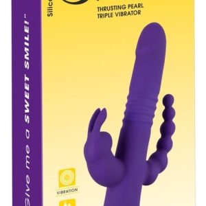 Sweet Smile Triple Thrusting V - Stoßvibrator mit Klitoris- und Analvibrator