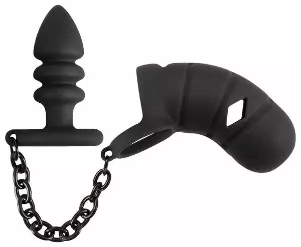 Black Velvets Cock Cage mit Hodenring und Analplug Black Velvets Cock Cage mit Hodenring und Analplug