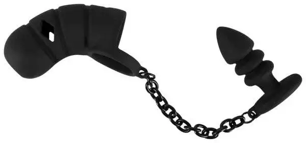 Black Velvets Cock Cage mit Hodenring und Analplug Black Velvets Cock Cage mit Hodenring und Analplug