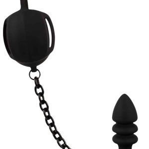 Black Velvets Ball cage with butt plug - Penisring, Hodenkäfig und Analplug aus Silikon