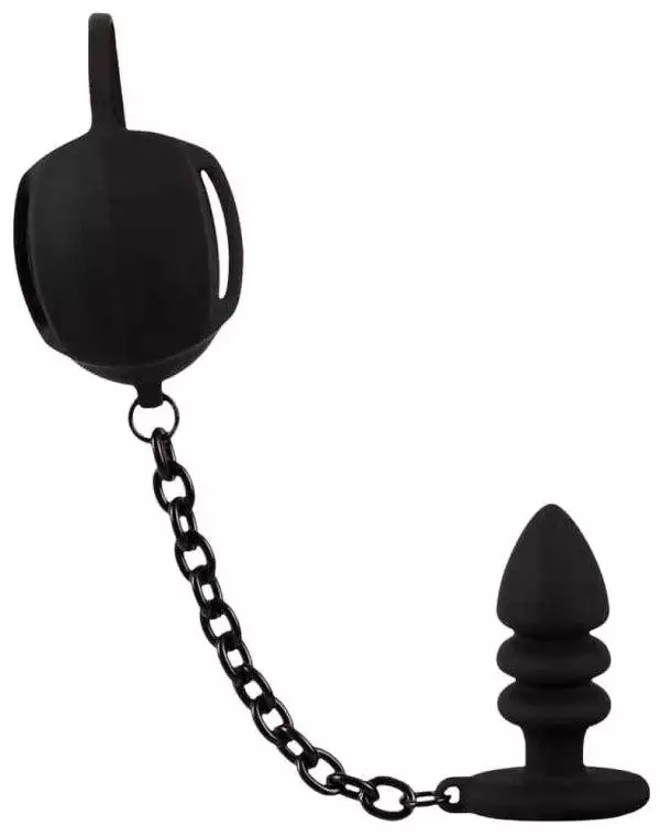 Black Velvets Ball cage with butt plug - Penisring, Hodenkäfig und Analplug aus Silikon