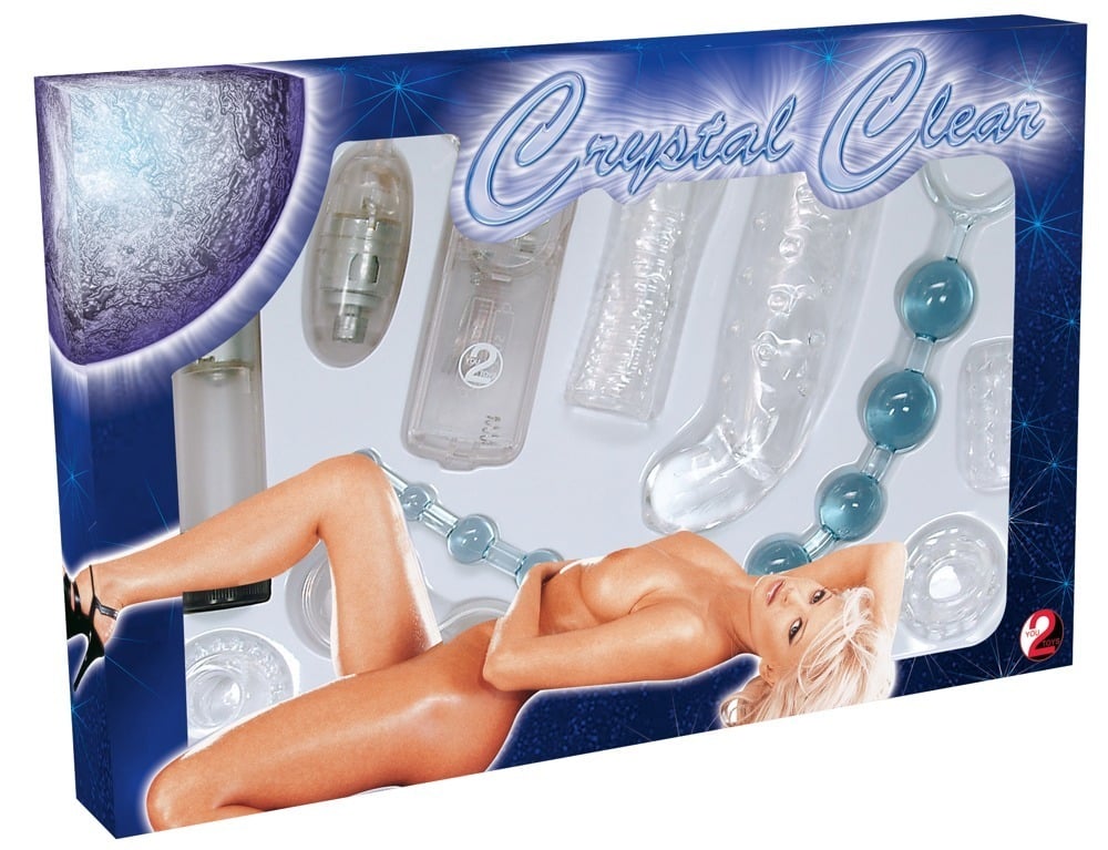 Crystal Clear Lovetoy-Set - 8-teilig, transparent, mit Vibrator, Vibro-Ei, Analkette und Liebeskugeln