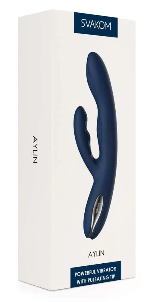 SVAKOM Aylin - Rabbitvibrator mit pulsierender Spitze Blau/Silber