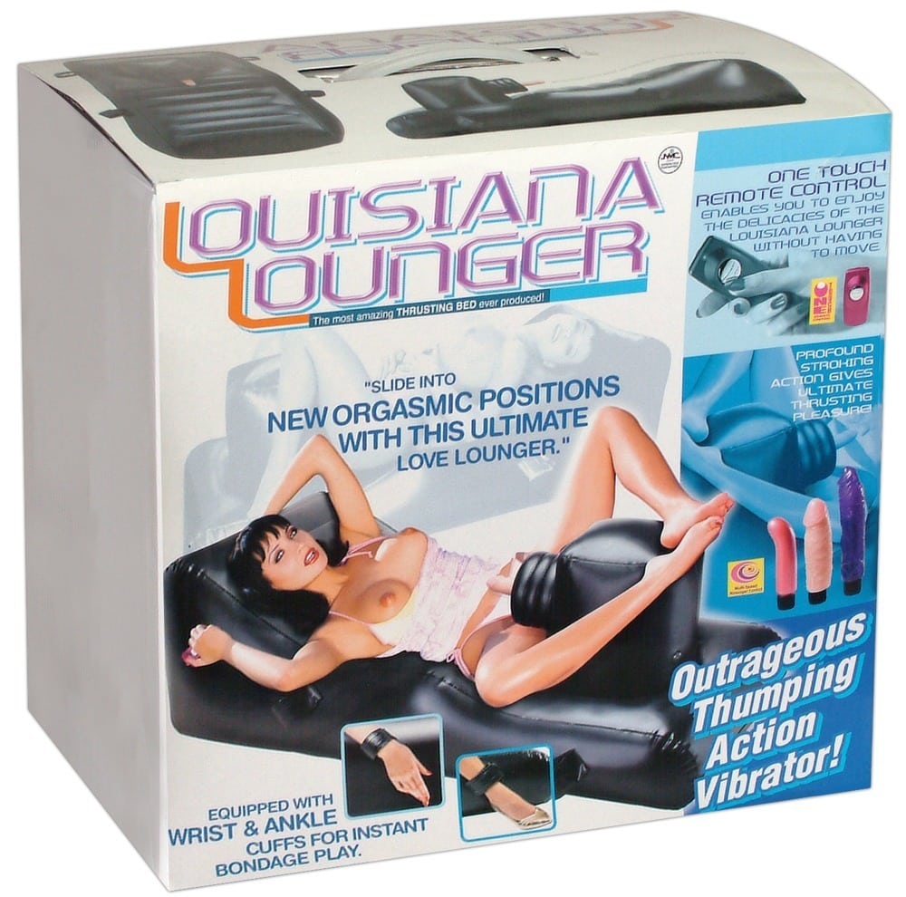 NMC Louisiana Lounger - Sexmaschine mit 200 Stößen/min, 3 Aufsätzen, Fernbedienung Schwarz/Lila/Hautfarben hell/Pink