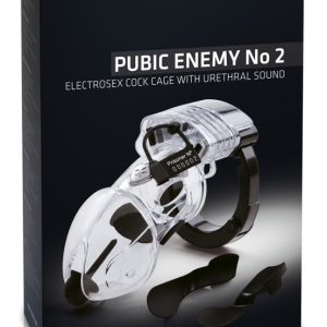 Mystim Pubic Enemy No 2 - Peniskäfig mit E-Stim Transparent/Schwarz