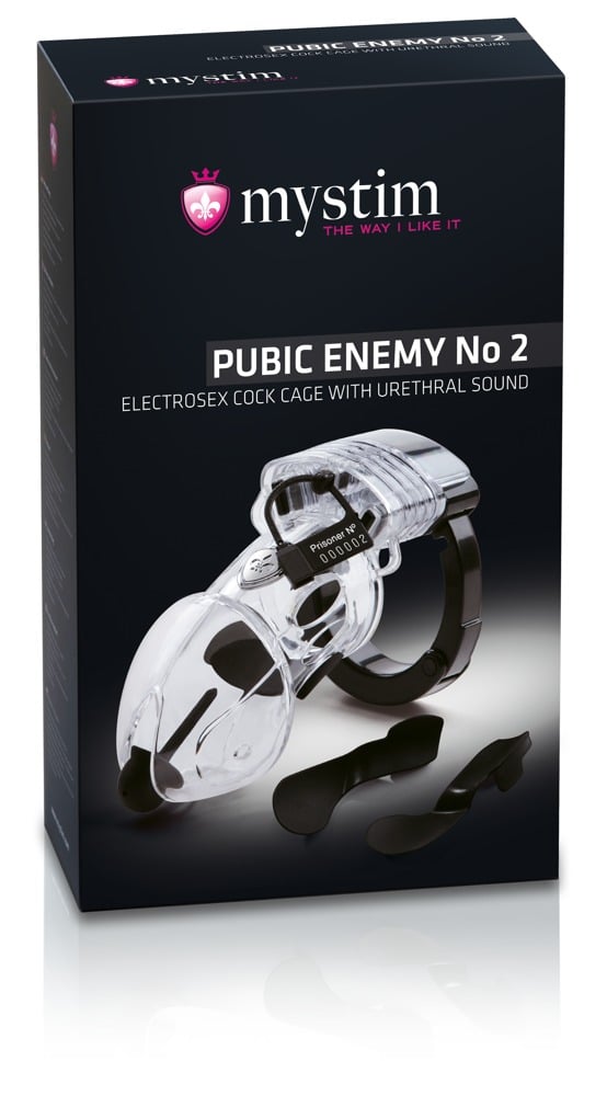 Mystim Pubic Enemy No 2 - Peniskäfig mit E-Stim Transparent/Schwarz