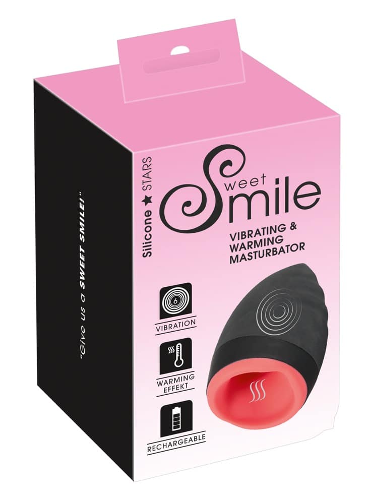 Sweet Smile Vibro-Wärme-Masturbator Hülle Schwarz, innen Pink