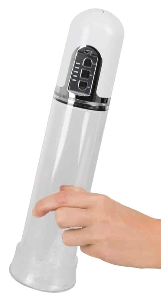 Mister Boner Automatische Penispumpe Transparent/Weiß/Silber