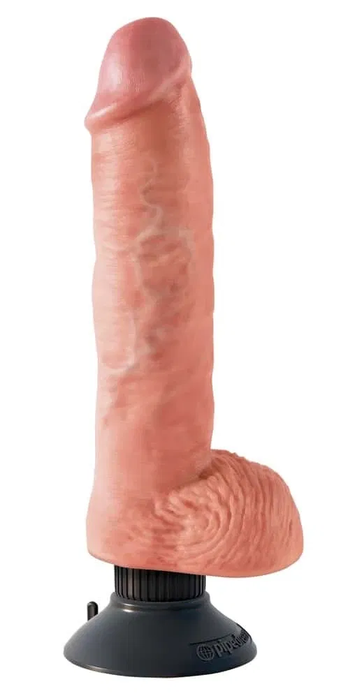 King Cock Naturvibrator mit Hoden - Multispeed-Vibration, biegsamer Schaft, strap-on kompatibel Light/Schwarz King Cock Naturvibrator mit Hoden - Multispeed-Vibration, biegsamer Schaft, strap-on kompatibel Light/Schwarz