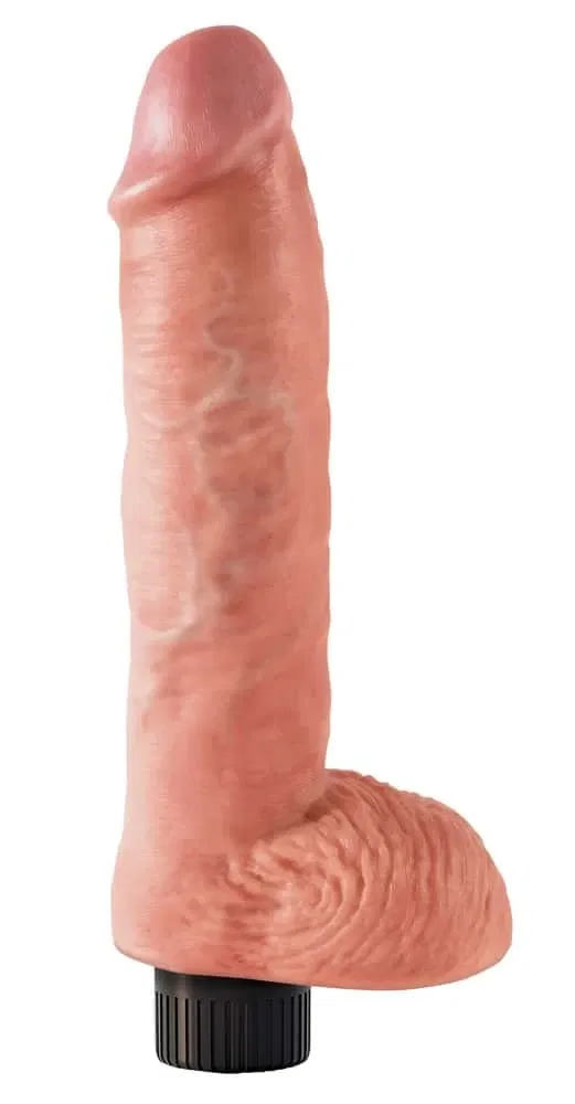 King Cock Naturvibrator mit Hoden - Multispeed-Vibration, biegsamer Schaft, strap-on kompatibel Light/Schwarz King Cock Naturvibrator mit Hoden - Multispeed-Vibration, biegsamer Schaft, strap-on kompatibel Light/Schwarz